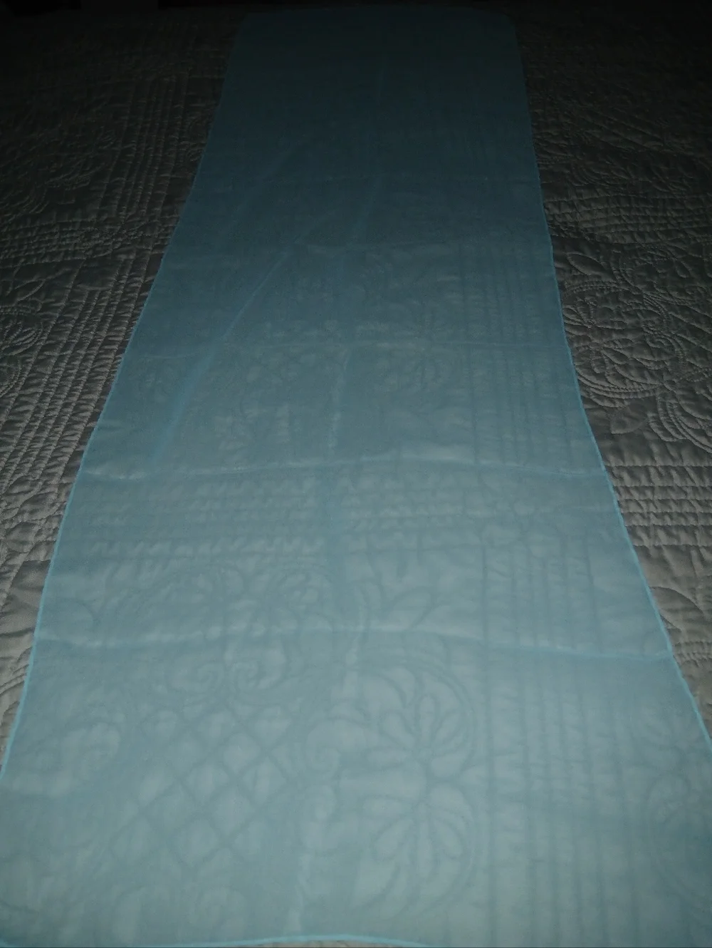Light Blue Sheer Chiffon Scarf - Elegant Lightweight Accessory - Picture 4 of 4